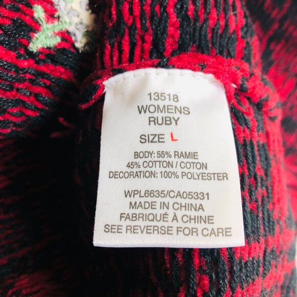 NEW Woolrich Women’s Cardigan Vest Sz Large Full Zip Plaid Daisies Ruby Red NWT - Picture 9 of 10